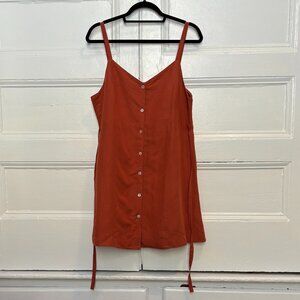 Side Party Burnt Orange Linen Mini Dress size L